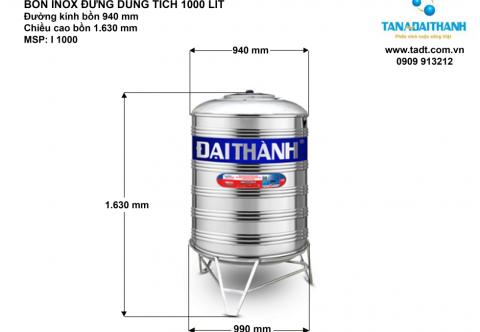 Bồn nước inox 1000 lít đứng Tân Á Đại Thành. Bồn nước inox 1000 lít giá rẻ. LH 0909 348 384