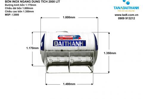 Bồn nước inox Đại Thành 2000L giá rẻ chính hãng. Gọi ngay 0909 348 384