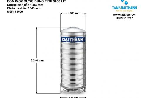 Bồn nước inox 3000 lít Tân Á Đại Thành