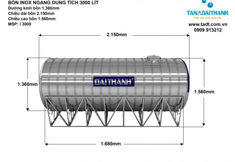 Giá bồn nước inox Đại Thành 3000 lít bao nhiêu? Gọi ngay 0909 348 384