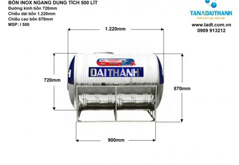 Bồn nước inox 500 lít nằm Tân Á Đại Thành. Bồn nước inox 500 lít nằm giá rẻ. LH 0909 348 384
