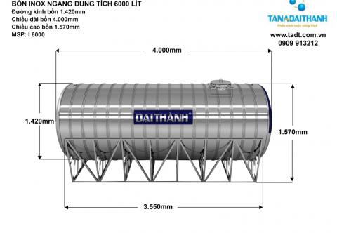 Bồn nước inox 6000 lít nằm Tân Á Đại Thành. Bồn nước inox 6000 lít nằm giá rẻ.